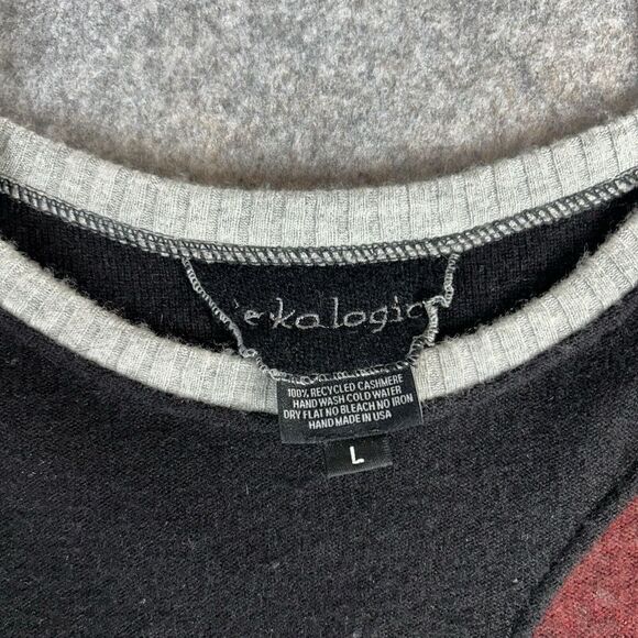 Eko-Logic 100% Recycled Cashmere Sweater Womens Large Retro USA Handmade Flaws - Picture 4 of 10